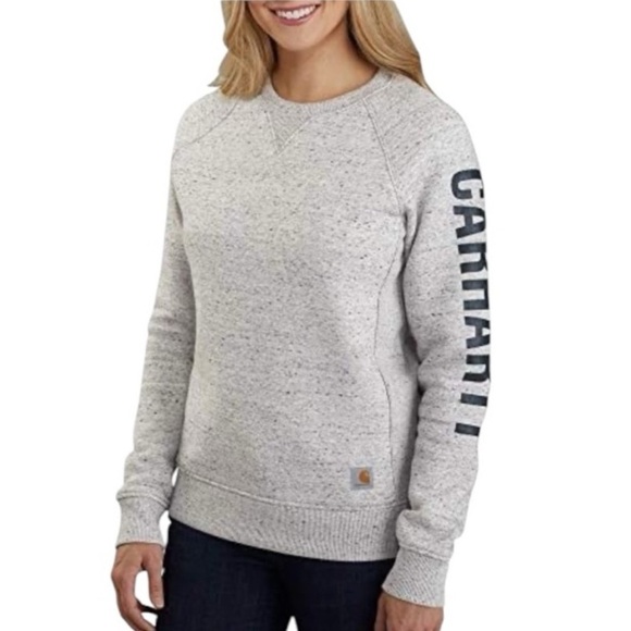 Carhartt Relaxed Fit Women’s Crewneck Sweatshirt Gray Logo Small - Picture 1 of 8